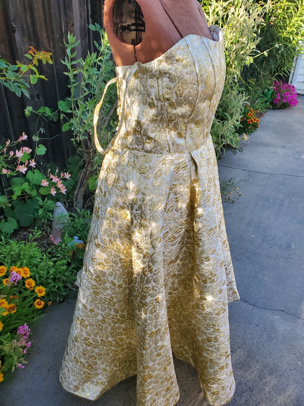 JessaKae Gold Brocade Strapless Fit-and-Flare Dress - Picture 4 of 9